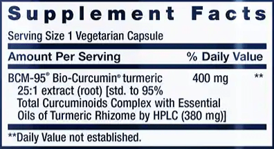 Super Bio-Curcumin® Turmeric Extract (Life Extension) Supplement Facts