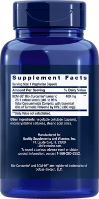 Super Bio-Curcumin® Turmeric Extract (Life Extension) Back