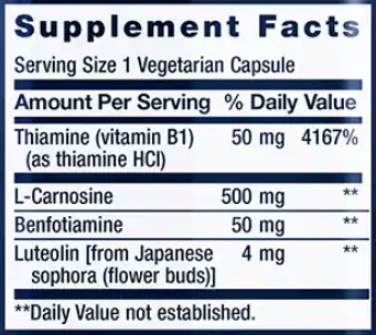 Super Carnosine (Life Extension) Supplement Facts