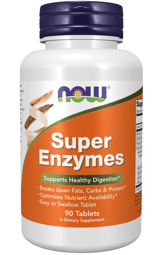 Super Enzymes 90 Tablets (NOW) Front