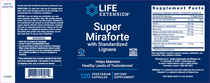 Super Miraforte with Standardized Lignans (Life Extension) Label