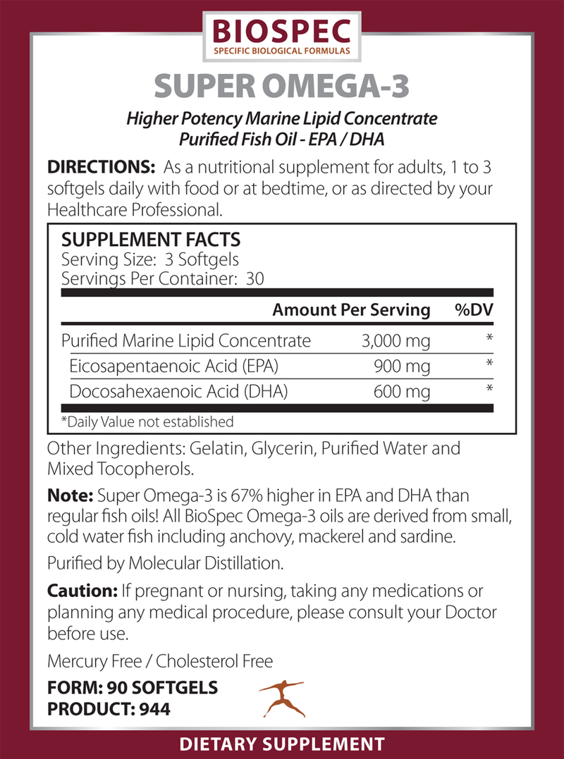 Super Omega-3 (Biospec Nutritionals) Supplement Facts
