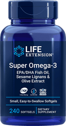 Super Omega-3 EPA/DHA Fish Oil, Sesame Lignans & Olive Extract 240 easy-to-swallow