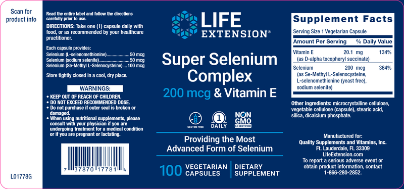 Super Selenium Complex (Life Extension) Label