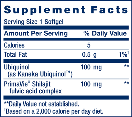 Super Ubiquinol CoQ10 with Enhanced Mitochondrial Support™ 100mg (Life Extension) Supplement Facts