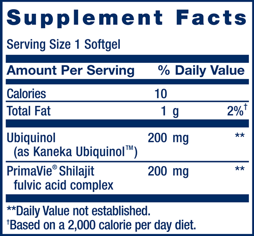 Super Ubiquinol CoQ10 with Enhanced Mitochondrial Support™ (Life Extension) Supplement Facts