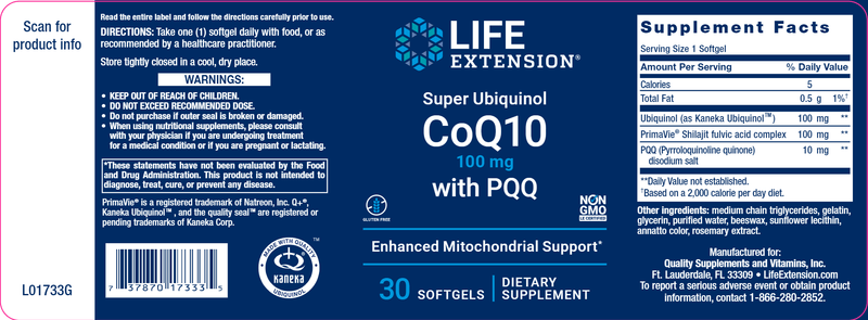 super ubiquinol coq10 (life extension) label