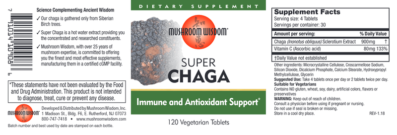 Super Chaga (Mushroom Wisdom, Inc.) Label