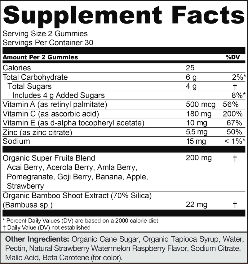 Super Fruits Gummies Goli Nutrition Supplement Facts
