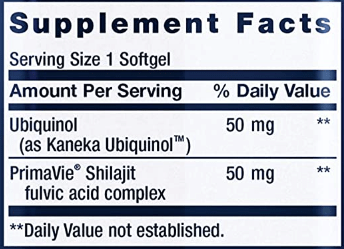 Super Ubiquinol CoQ10 50 mg (Life Extension) Supplement Facts
