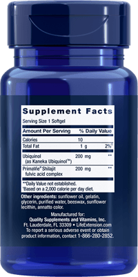 Super Ubiquinol CoQ10 with Enhanced Mitochondrial Support™ (Life Extension) Back