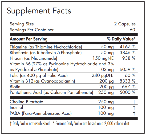 Super Vitamin B Allergy Research Group Ingredients