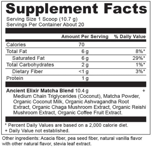 Superfood Matcha Powder (Ancient Nutrition) Supplement Facts