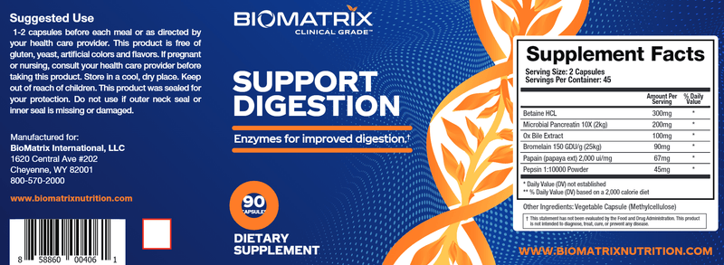 Support Digestion (BioMatrix) Label