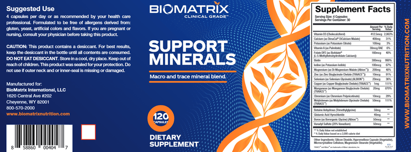 Support Minerals (BioMatrix) Label