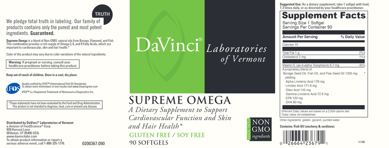 Supreme Omega DaVinci Labs Label