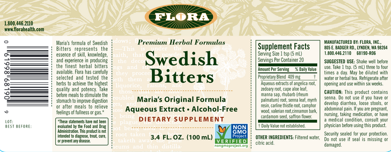 swedish bitters (flora) label
