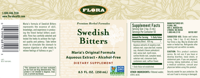 swedish bitters (flora) label