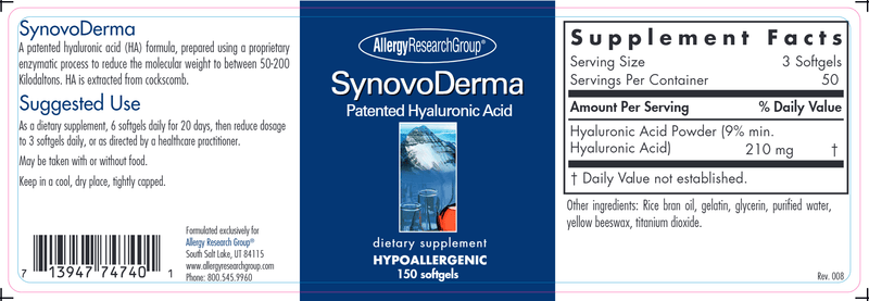 SynovoDerma (Allergy Research Group) label