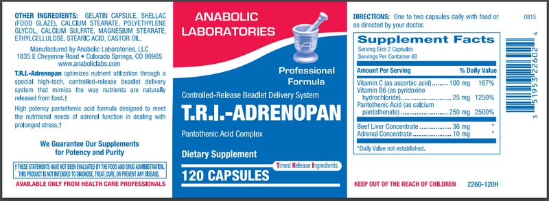 T.R.I. - ADRENOPAN (Anabolic Laboratories) 120ct Label