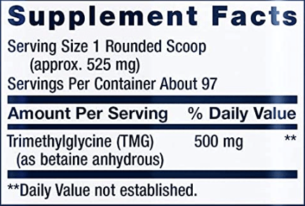 TMG Powder (Life Extension) Supplement Facts