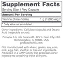 taurine 1000 mg (protocol for life balance) supplement facts