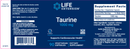taurine 1000 mg (life extension) label