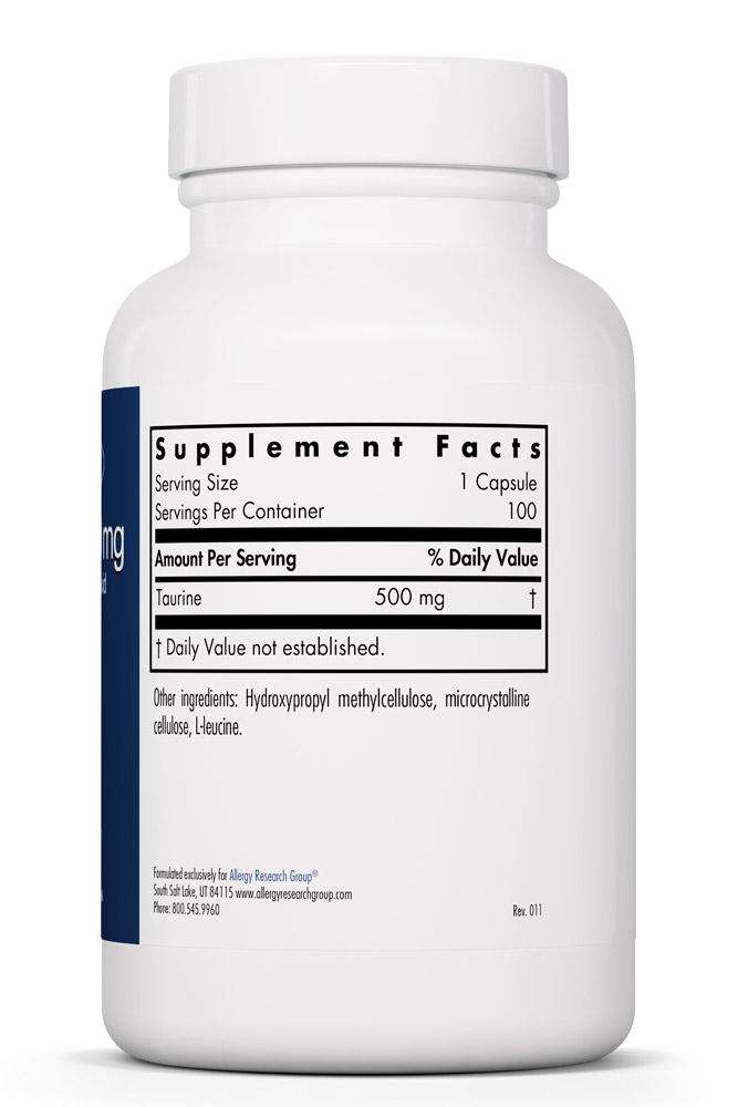 Taurine 500 Mg Allergy Research Group Supplement