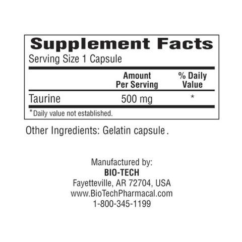 Taurine (Bio-Tech Pharmacal) Supplement Facts