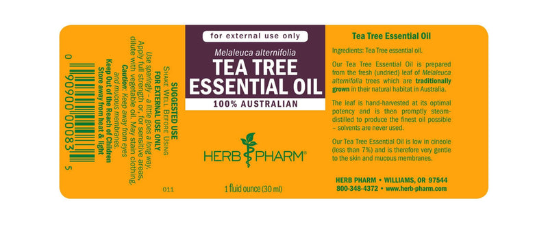 Tea Tree Oil label Herb Pharm
