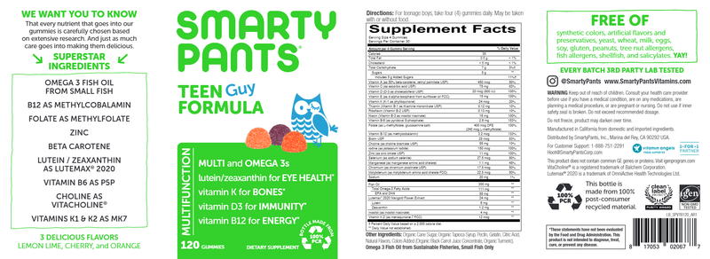 Teen Guy Formula (SmartyPants Vitamins) Label