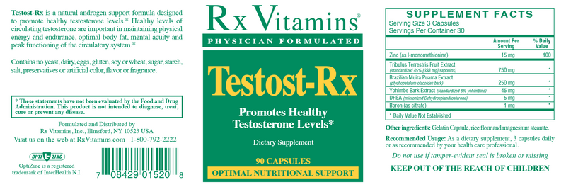 Testost-Rx (Rx Vitamins) Label