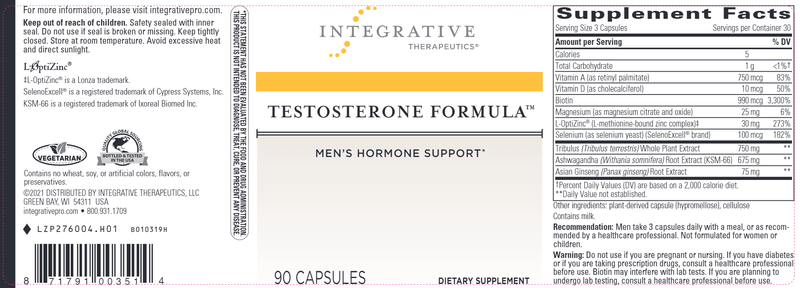 Testosterone Formula (Integrative Therapeutics) Label