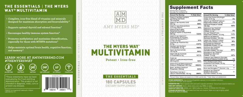 The Myers Way Multivitamin (Amy Myers MD) Label