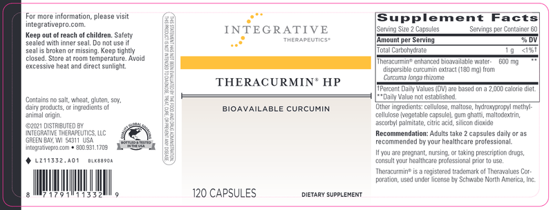 Theracurmin HP - 120ct (Integrative Therapeutics) Label