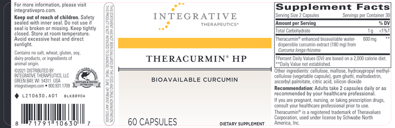 Theracurmin HP - (Integrative Therapeutics) Label