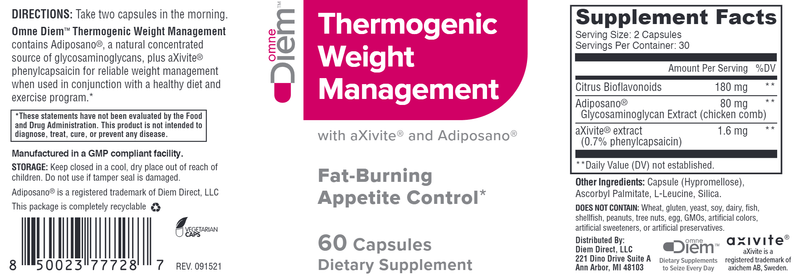 Thermogenic Weight Management Diem Label