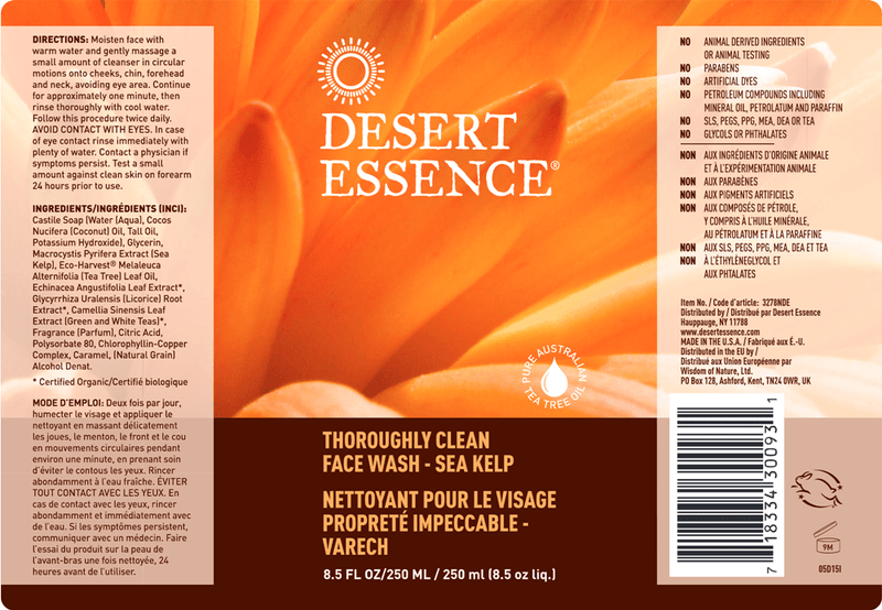 Thoroughly Clean Face Wash Sea (Desert Essence) Label