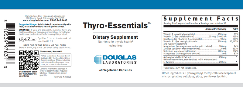 Thyro Essentials Douglas Labs Label