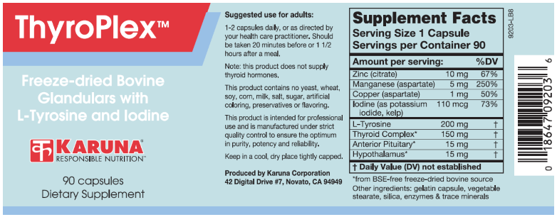 ThyroPlex (Karuna Responsible Nutrition) Label
