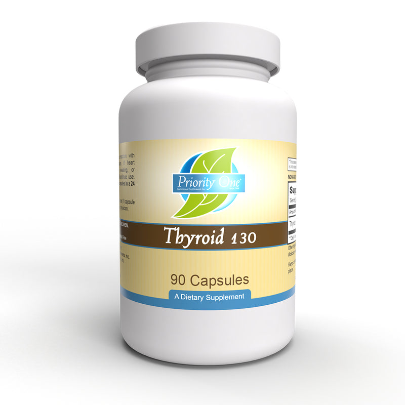 Thyroid 130 mg  (Priority One Vitamins) Front