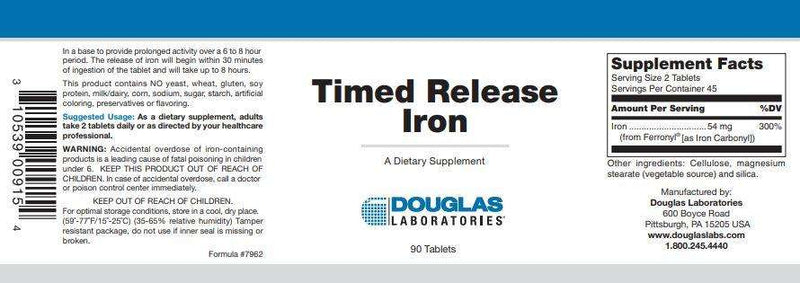 Timed Release Iron Douglas Labs Label