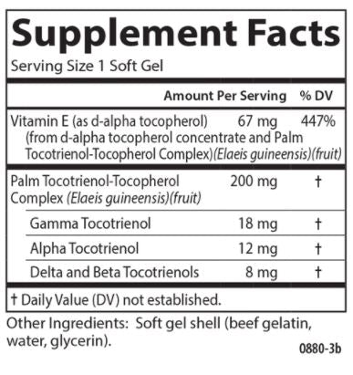 Tocotrienols (Carlson Labs) Supplement Facts