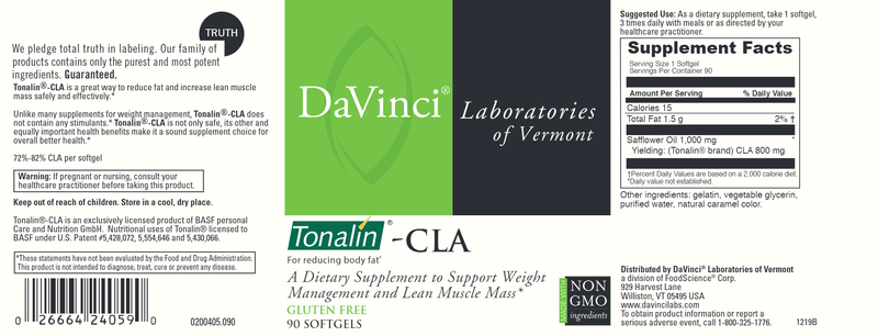 Tonalin Cla Davinci Labs Label