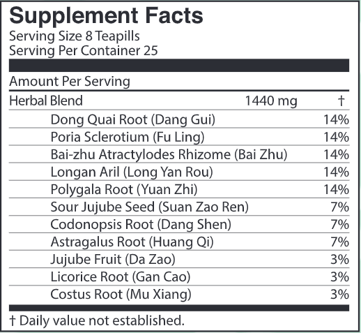 Tonify Spleen (Jade Dragon) Supplement Facts