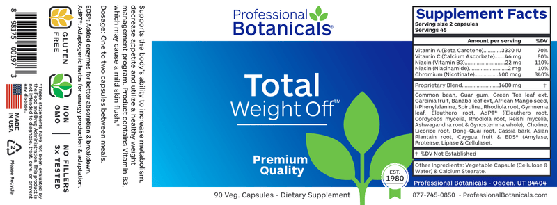Total Weight Off (Professional Botanicals) Label