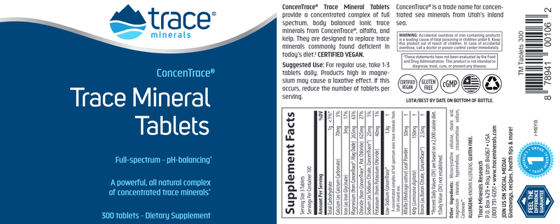 Trace Mineral Tablets 300ct Trace Minerals Research label