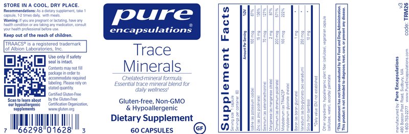 Trace Minerals (Pure Encapsulations) label