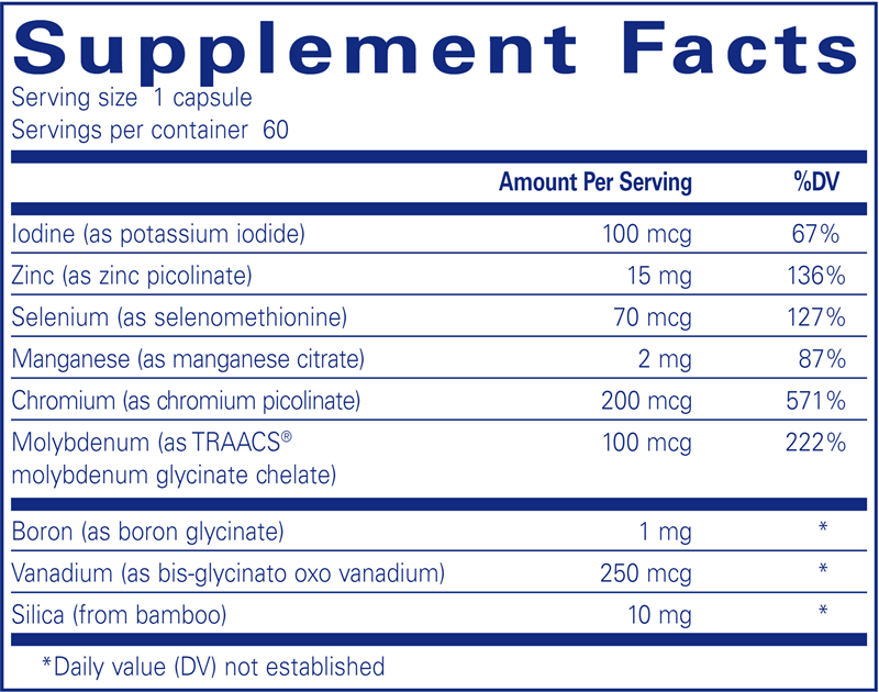 Trace Minerals (Pure Encapsulations) supplement facts
