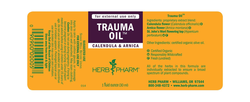 Trauma Oil label | Herb Pharm